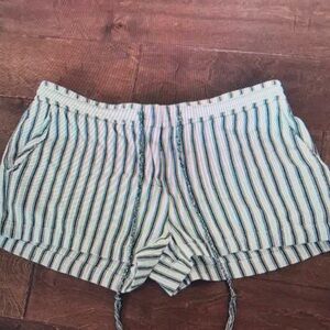 BDG women’s shorts size Medium cream and black pinstripe drawstring
